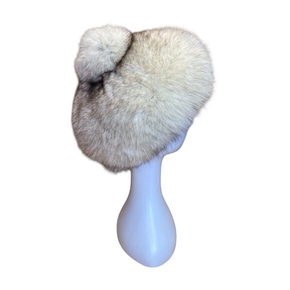 1960s Silver Fox Fur Hat – Mr. Michael Exclusive Pillbox w/ Pom Detail main image 6